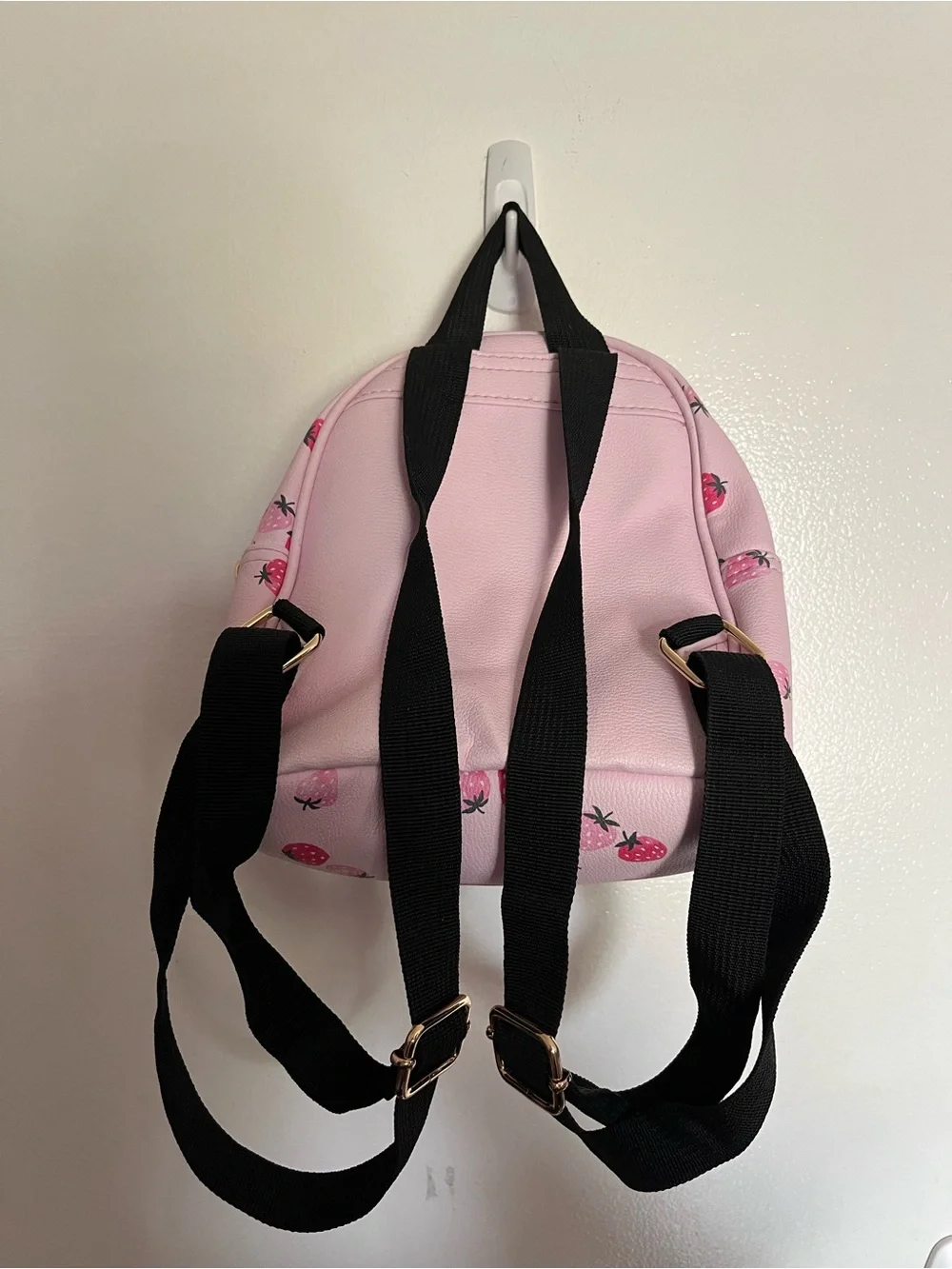 Pink Strawberry Print Mini Backpack